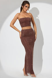 Oh Polly Embellished Fausta jupe maxi Espresso strass