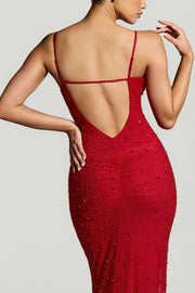 Oh Polly Embellished Colmar robe de soirée rouge strass