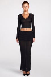 Oh Polly Diana jupe maxi transparente noire drapée