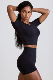 Oh Polly Define Luxe High Waist Mini Shorts short noir taille haute