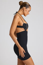Oh Polly Lavinie robe mini noire cœur strass
