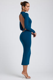 Oh Polly Aggie robe midaxi sarcelle modal dos croisé