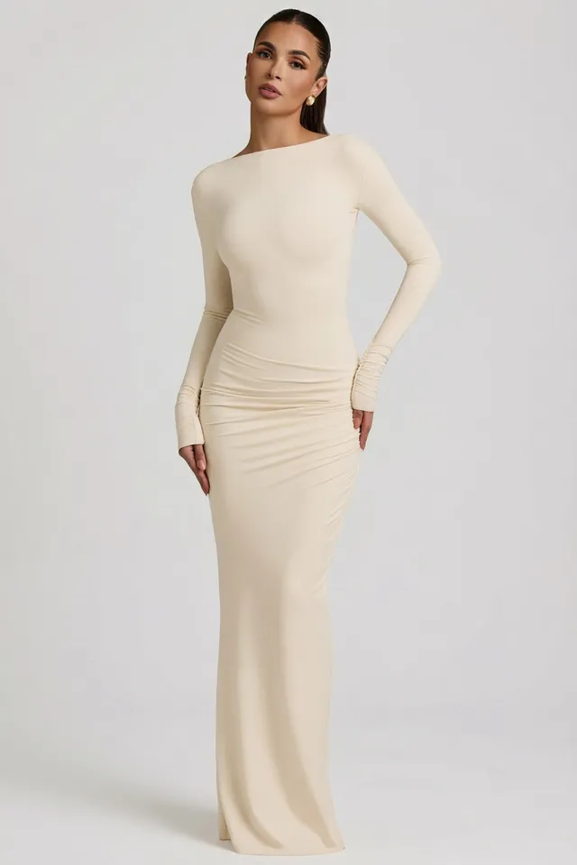 Oh Polly Regine robe longue dos nu ivoire modal