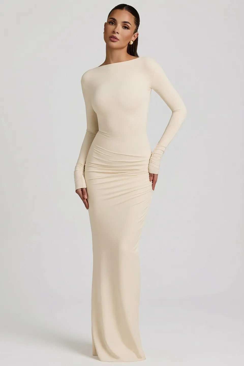 Oh Polly Regine robe longue dos nu ivoire modal