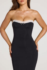 Oh Polly Winslet Robe Bustier Noir Dentelle Midaxi