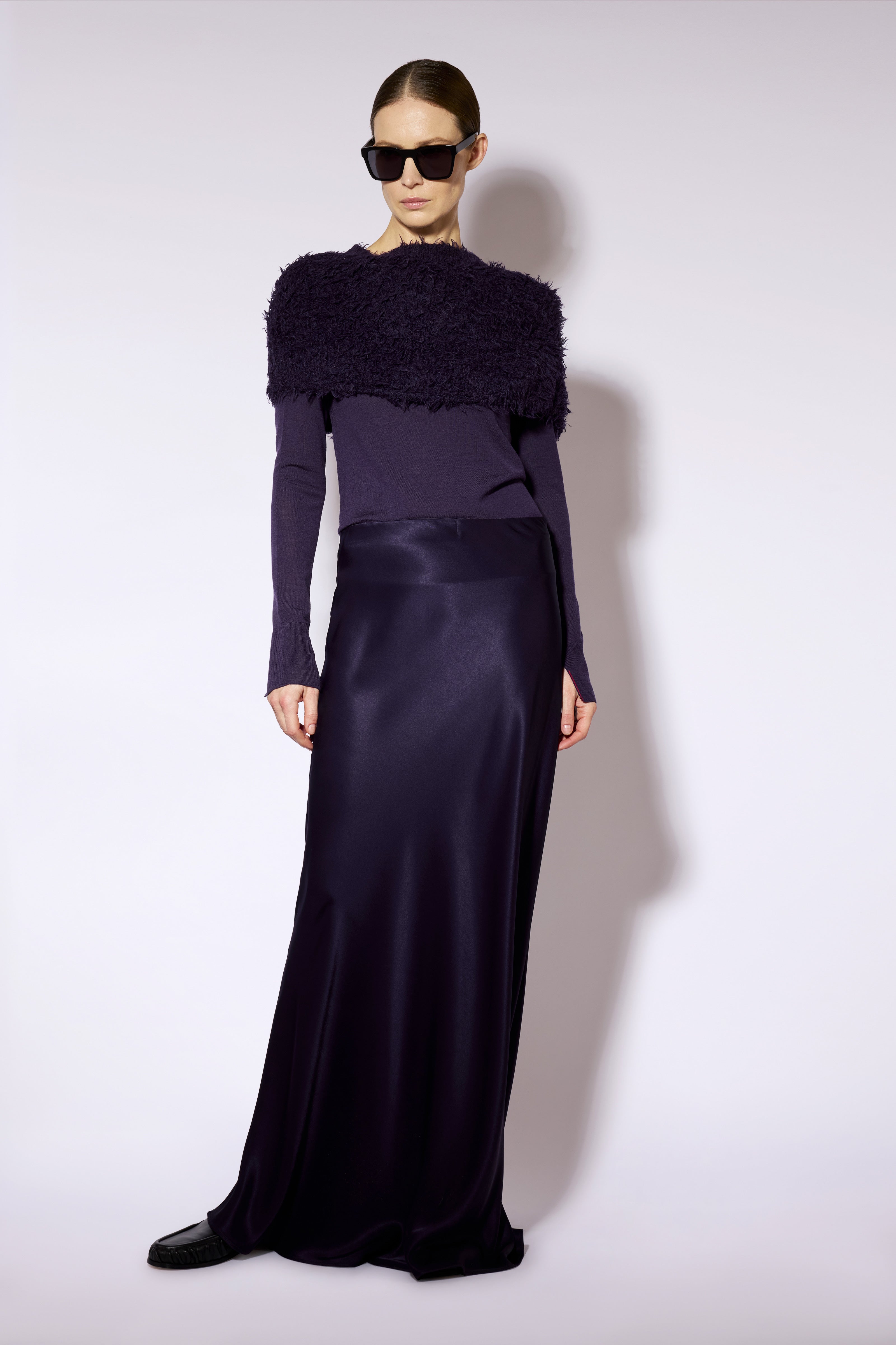 Liviana Conti Juna pull merino noir col bateau