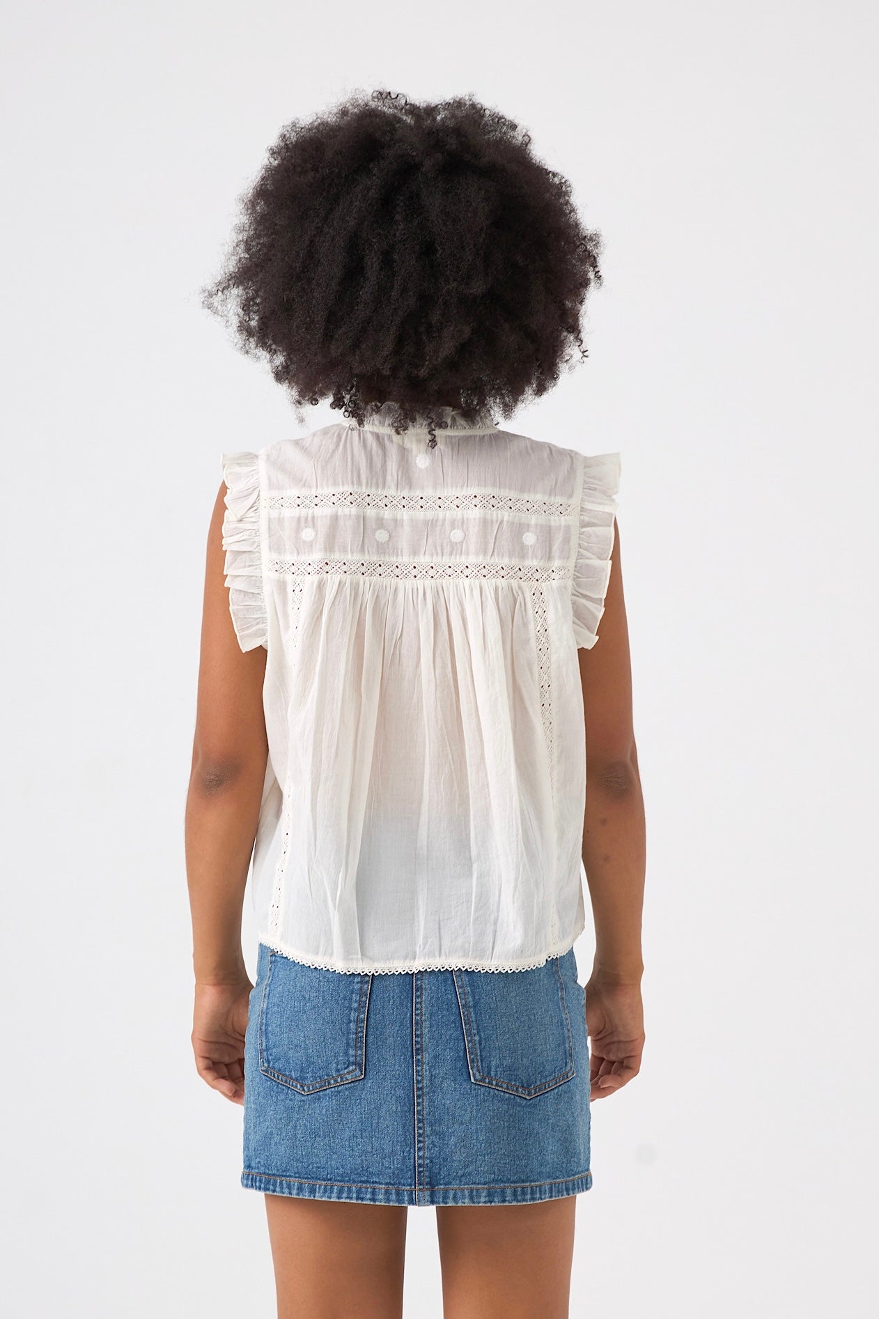Chicosoleil Tops Sophie top blanc sans manches coton