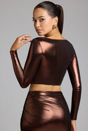 Oh Polly Tops Rana Crop Top Cuivre Bronze métallique