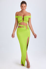 Oh Polly Urara Jupe Maxi Vert Lime Découpes Fendue