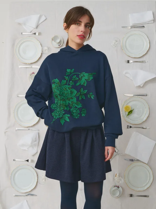 Mii à table Sweat Zao sweat La Vaisselle broderie main