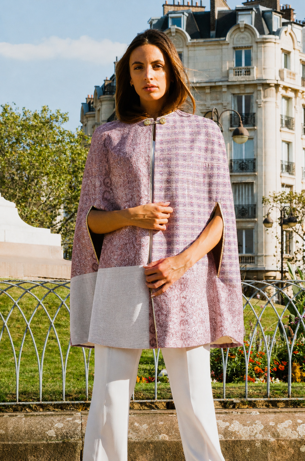 The Ethiquette Cape Orchidée cape tweed patchwork