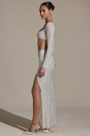 Oh Polly Embellished Jupe Longue Claribel Blanche Strass