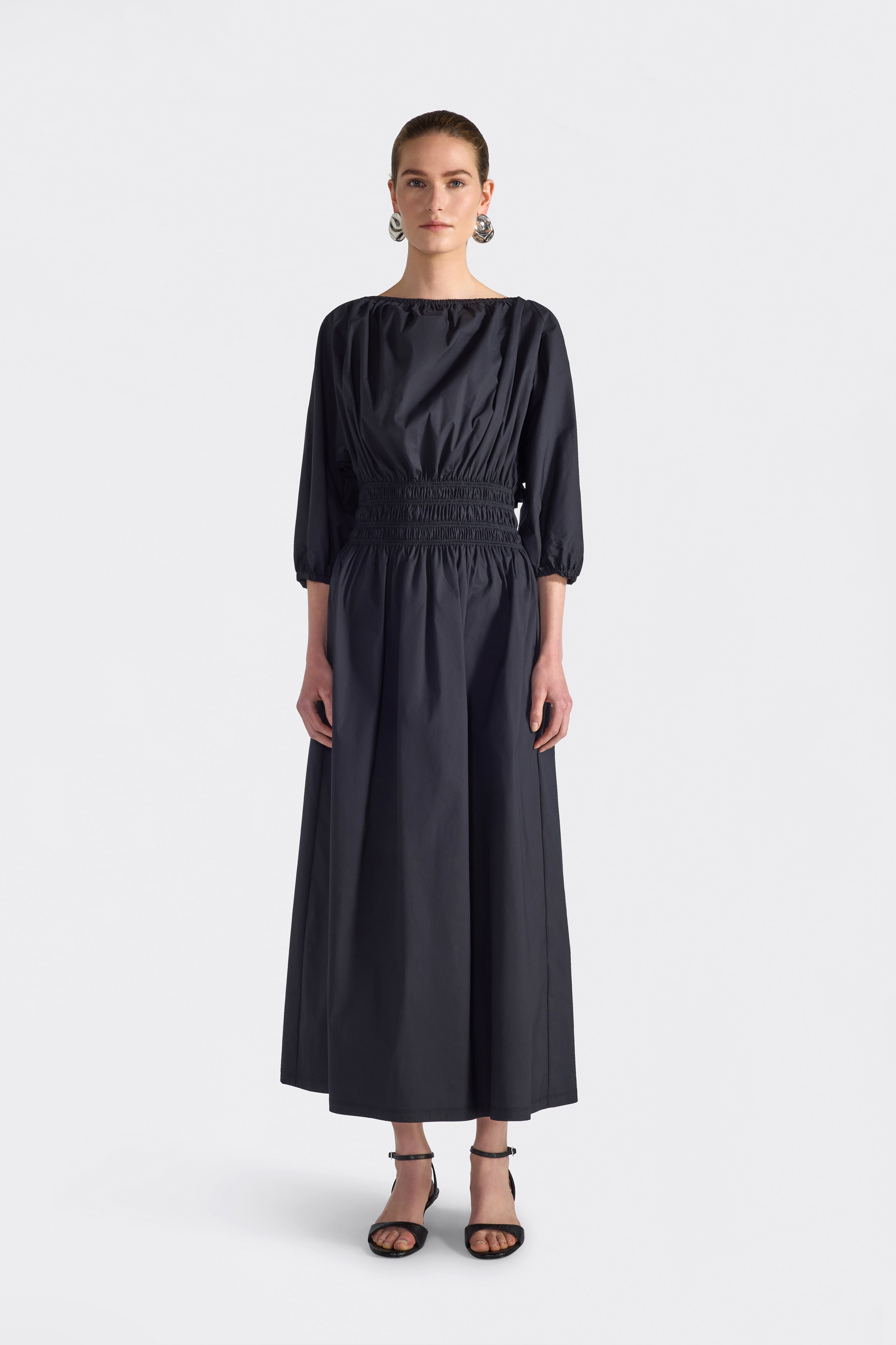 Liviana Conti Nilufar robe longue noire popeline