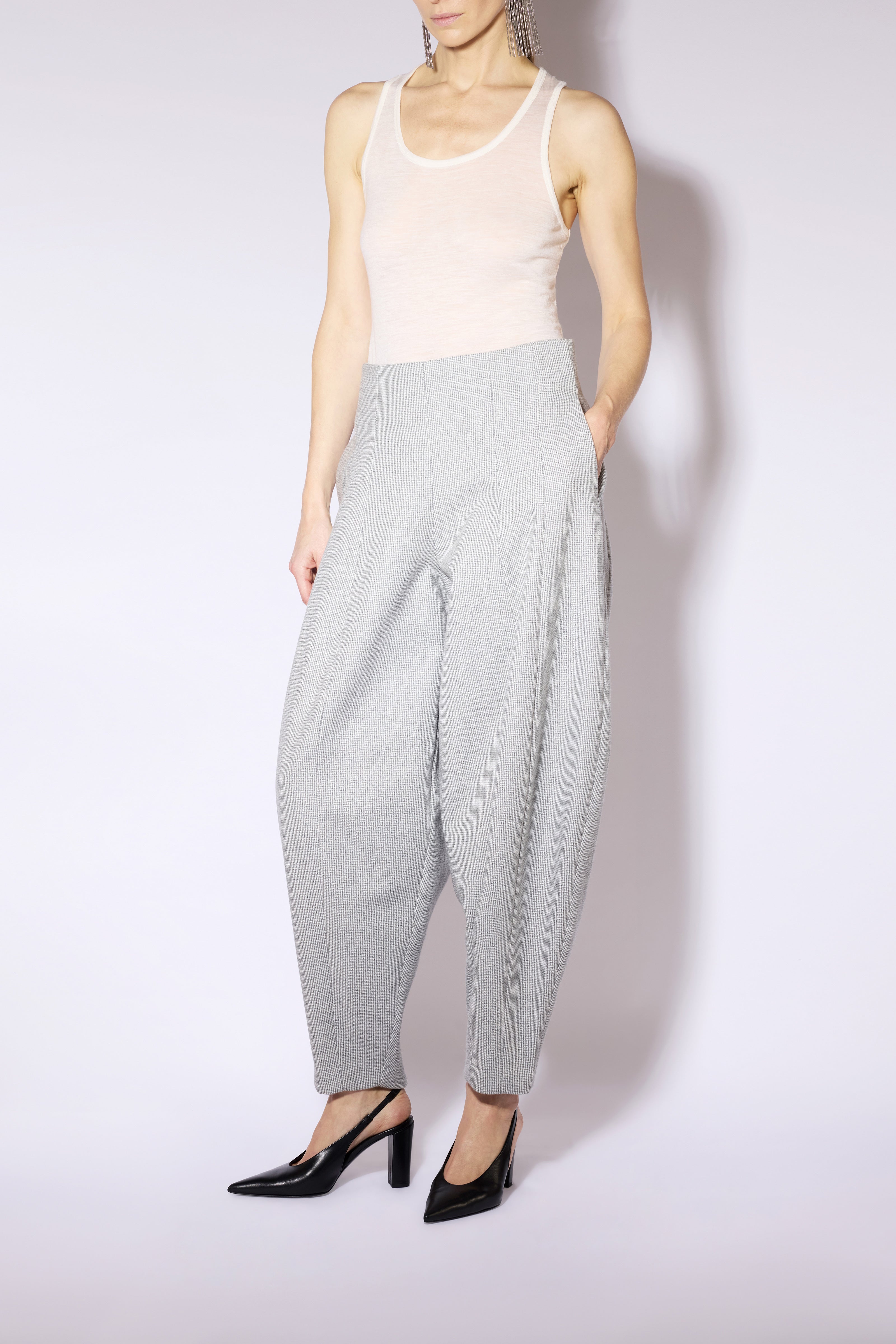 Liviana Conti Nathan pantalon taille haute microfantasia grigia