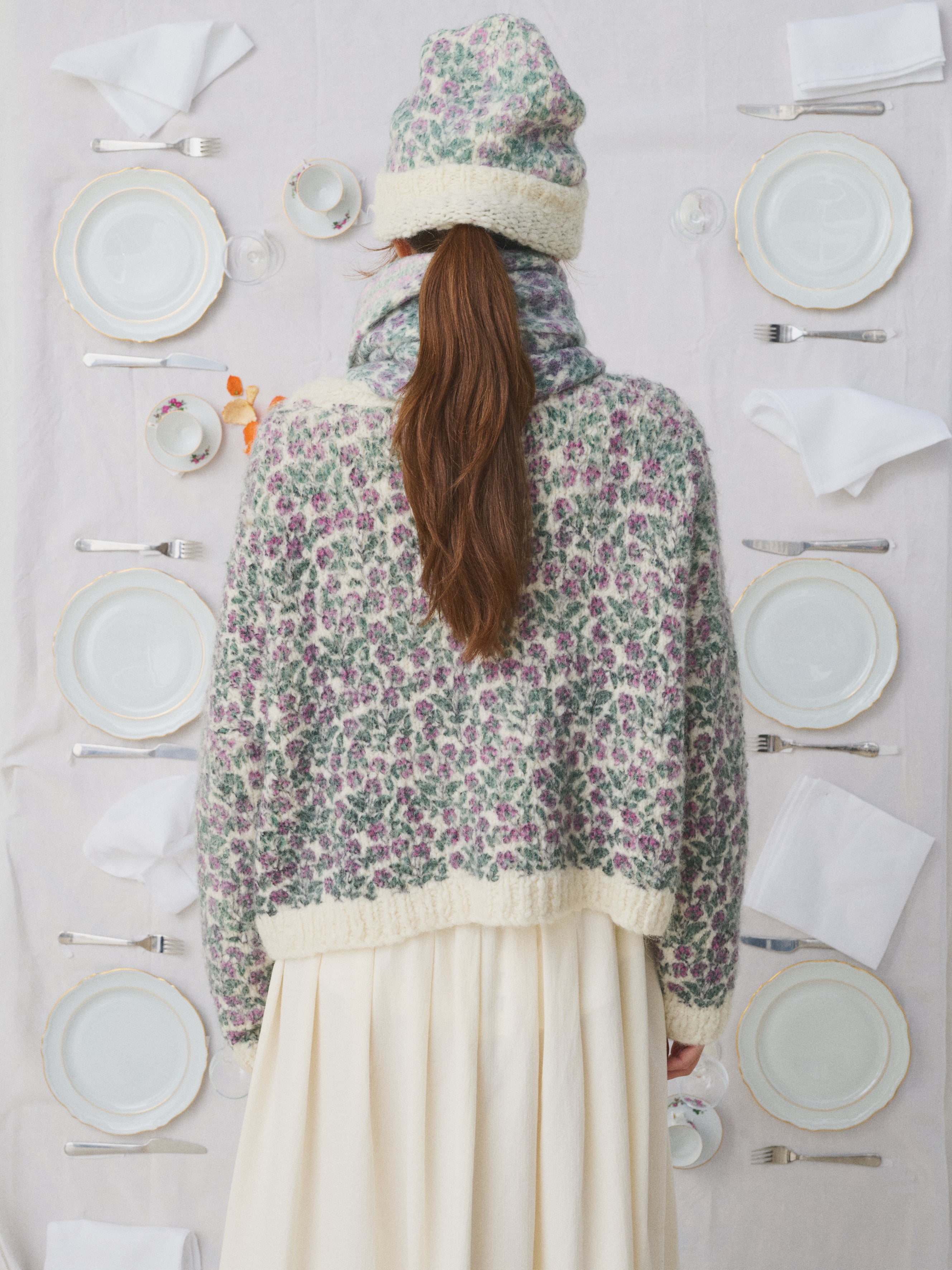 MII Mii à table Cardigan Ernst gilet femme S/M fleurs laine