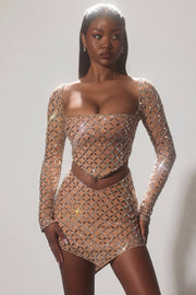 Oh Polly Thora crop top miel strass corset 12453