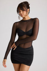 Oh Polly Essie robe courte noire manches longues
