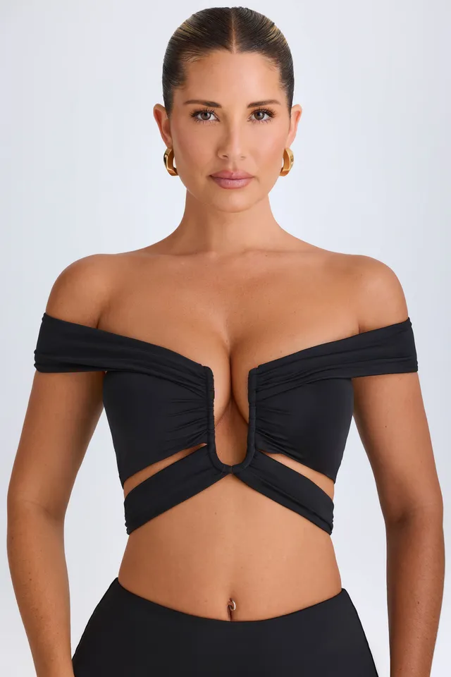 Oh Polly Tops Zene crop top noir cut-out bodycon