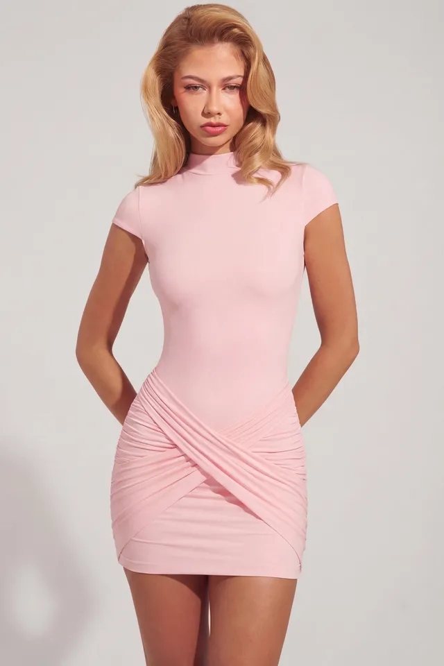 Oh Polly Blair mini robe jersey rose dos nu