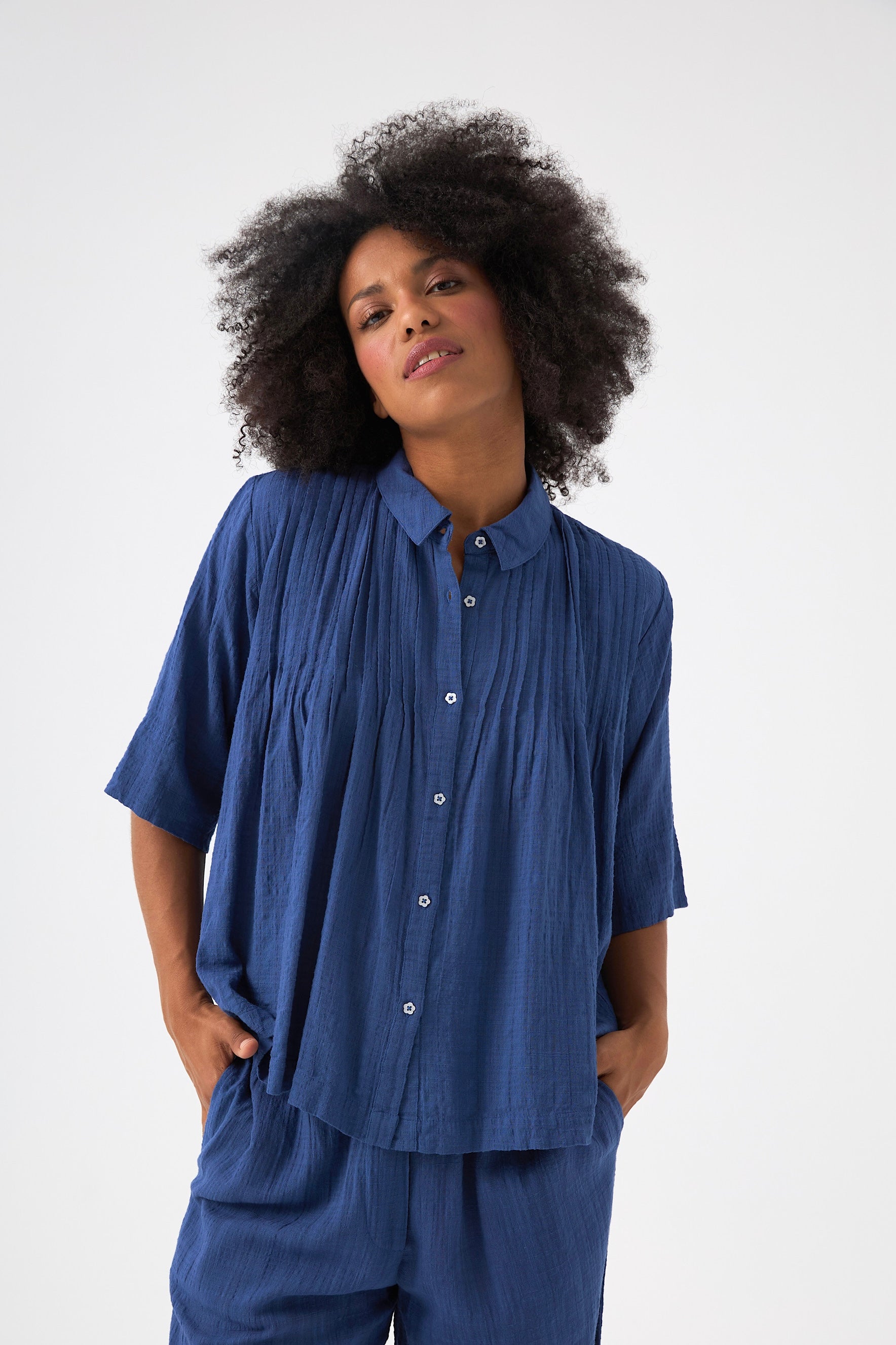 Chicosoleil Rusty blouse chemisier bleue coton viscose