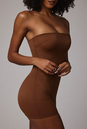 Oh Polly Slip robe mini bustier moka bretelles amovibles
