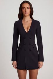 Oh Polly Samantae robe blazer mini noire col V