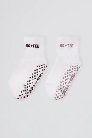 Oh Polly Bo+Tee chaussettes pilates blanches antidérapantes lot de 2