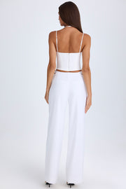Oh Polly Zaria pantalon large blanc découpé à ceinture