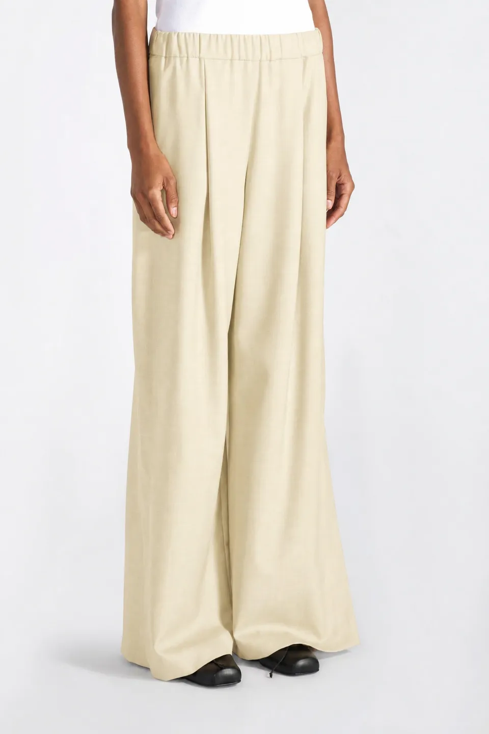 Liviana Conti Manolo pantalon palazzo laine cremino