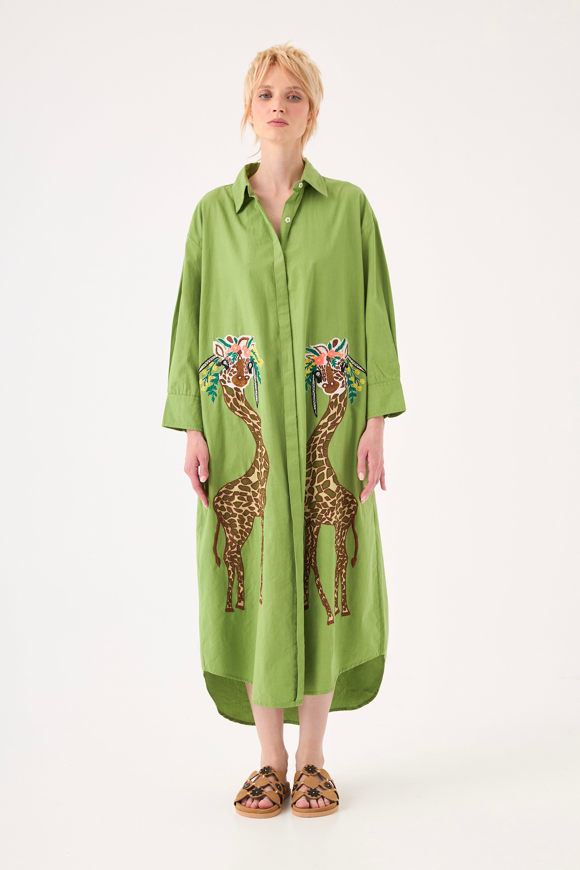 Chicosoleil Savanah robe longue vert péridot coton