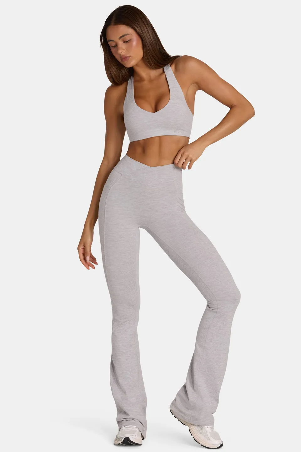 Oh Polly Bo+Tee Soft Active legging flare gris chiné taille V
