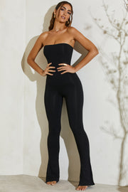 Oh Polly Jamila 5247 combinaison bustier noire flare fendue