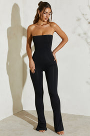 Oh Polly Jamila 5247 combinaison bustier noire flare fendue