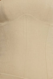 Oh Polly Bruna Mini Robe Taupe - Robe Portefeuille Plissée Twill