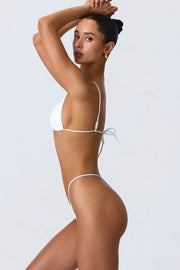 Oh Polly Swim haut bikini triangle blanc chaîne dorée