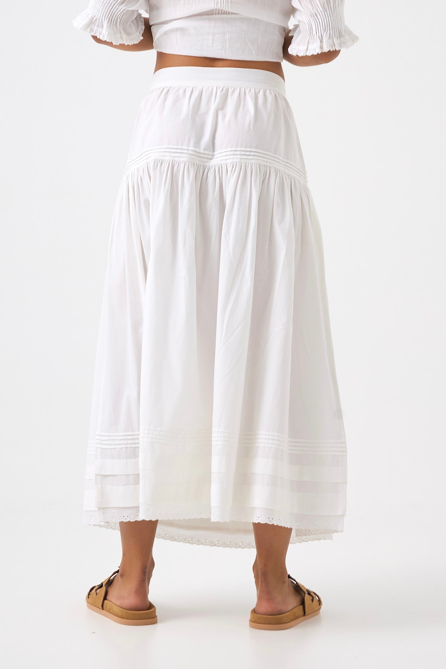 Chicosoleil Shelley jupe midi trapèze blanche coton