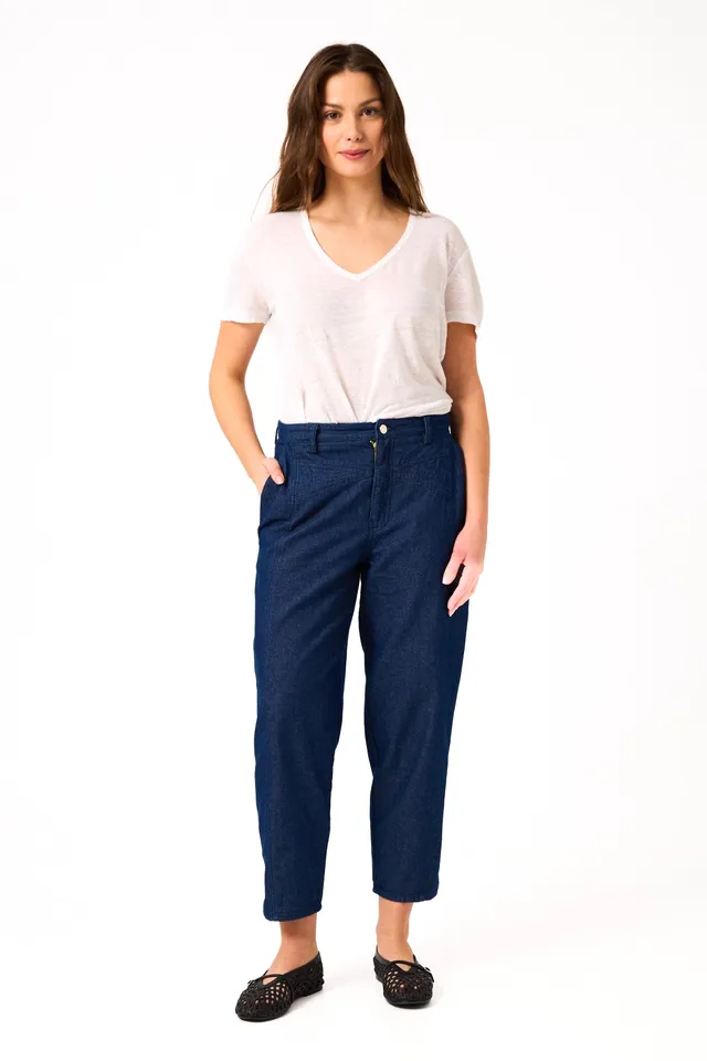 Chicosoleil Rio jean carotte taille haute denim bleu