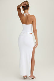 Oh Polly Skirts Jupe Maxi Cedara Blanche Fendue Stretch