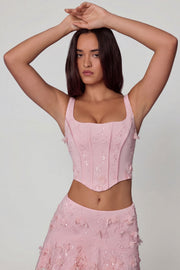 Oh Polly Letitia 10697B top corset rose pâle sequins