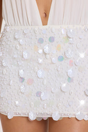 Oh Polly Embellished Sela robe mini ivoire à sequins