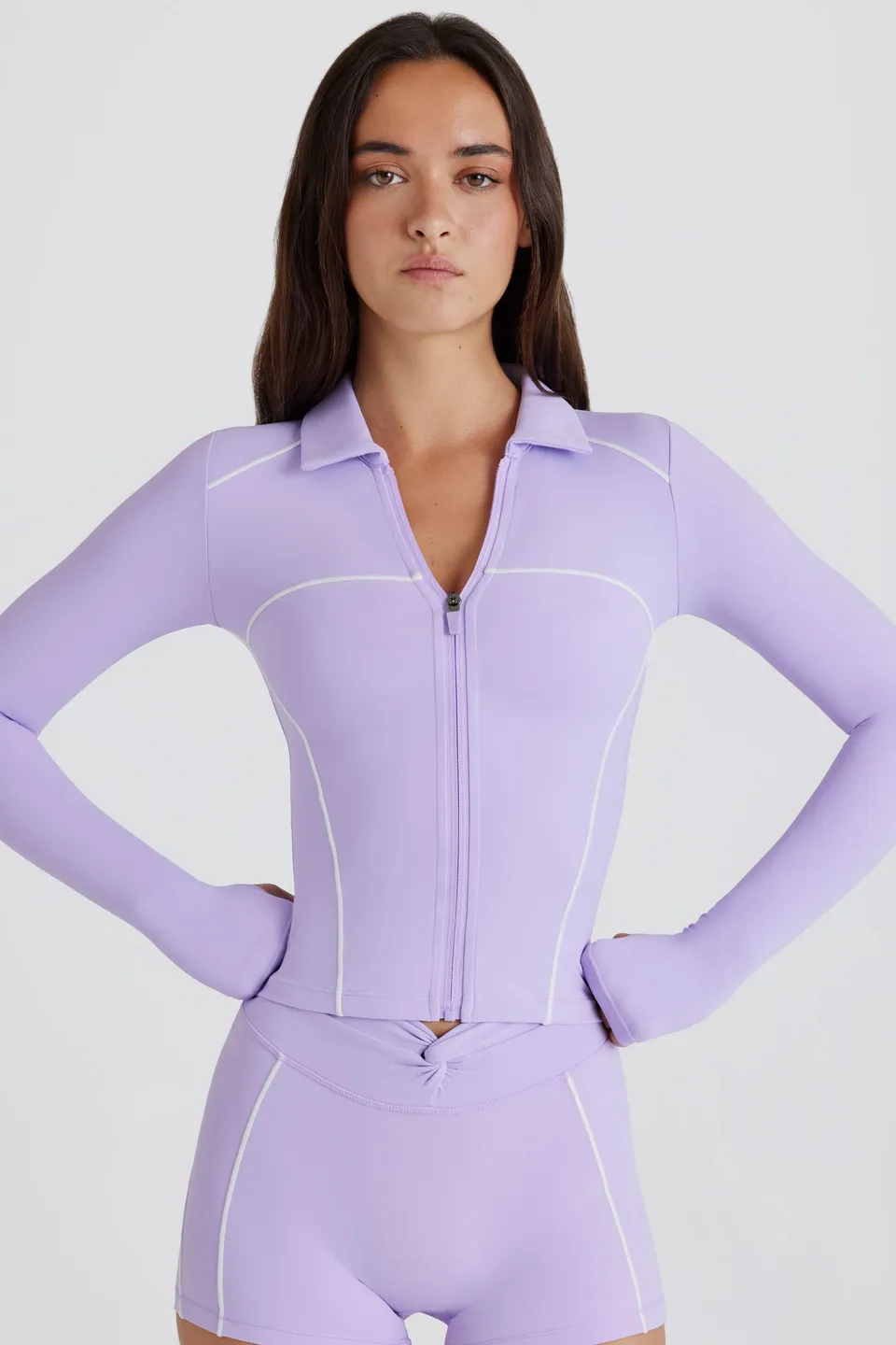 Oh Polly Bo+Tee Veste Zippée Lilas Soft Active Stretch