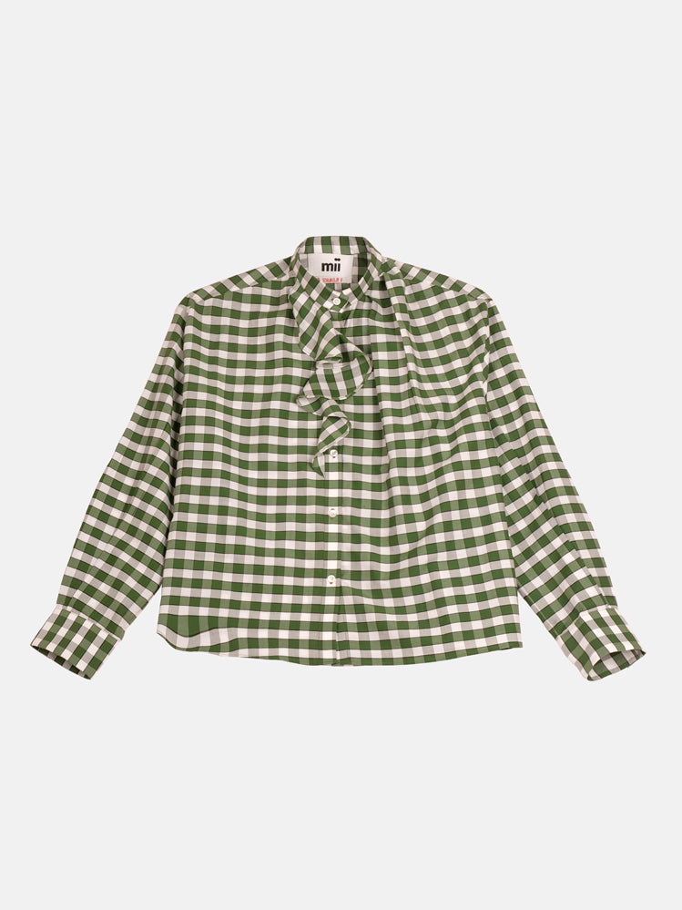 MII Mii à table Chemise Jabo vichy vert volants