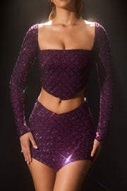 Oh Polly Embellished Jupe Mini Veah Violet Foncé Asymétrique