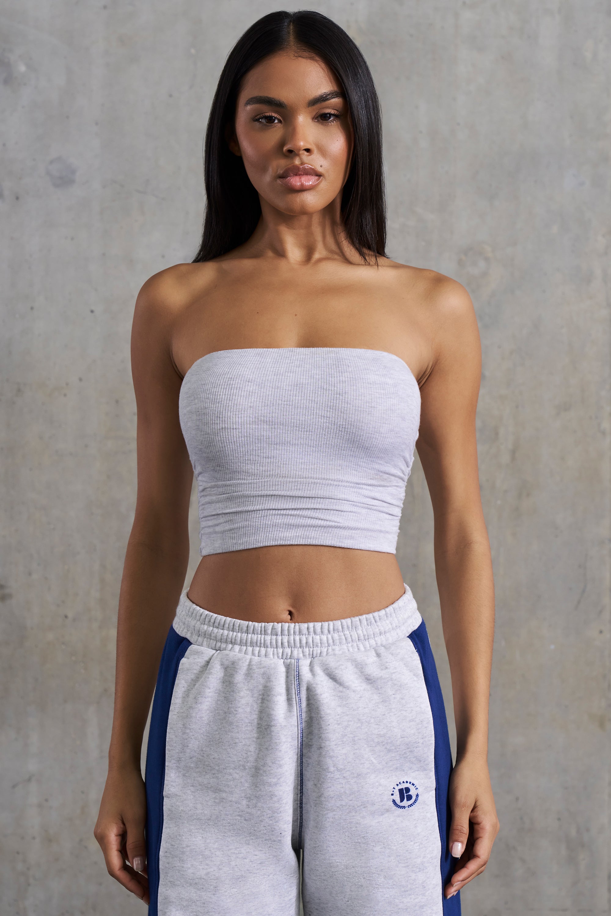 Oh Polly Ability top bandeau côtelé gris chiné S