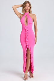Oh Polly Apolline 9060 robe longue rose sucette à volants
