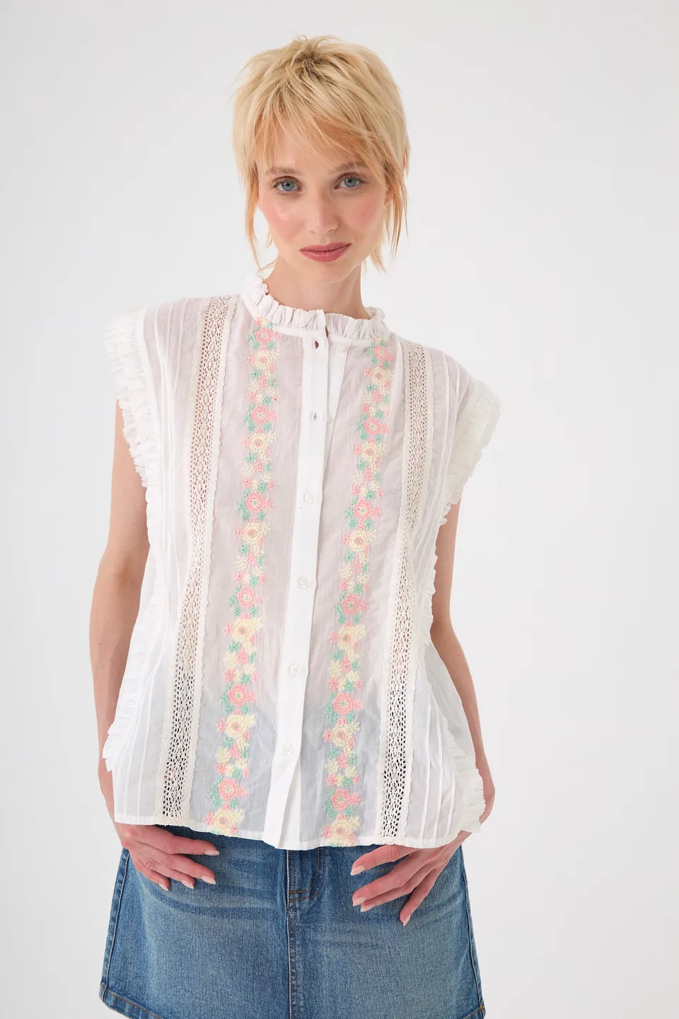 Chicosoleil Sophia top sans manches blanc coton