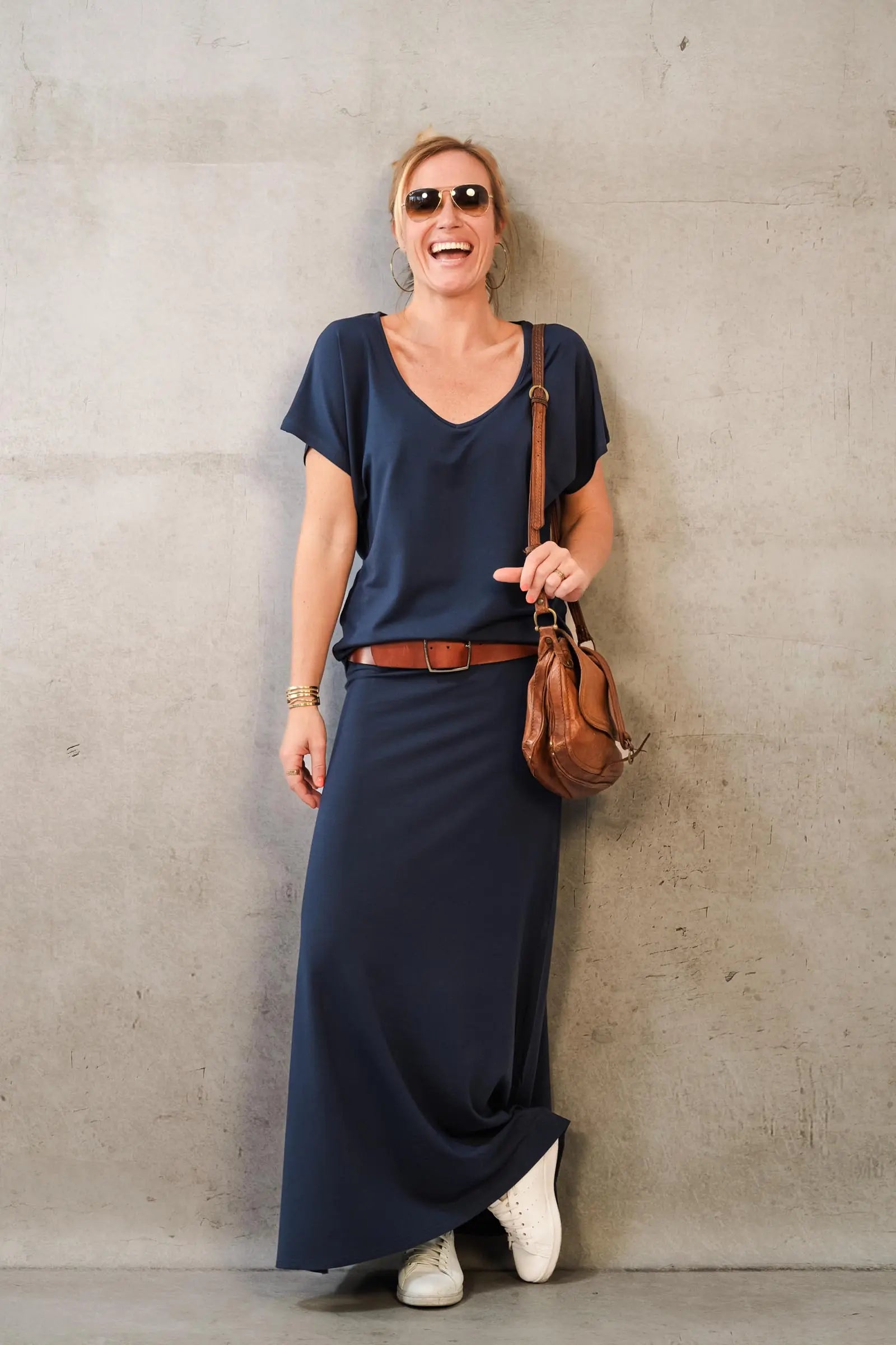 Thelma & Rose Sam top fluide col V kaki T1