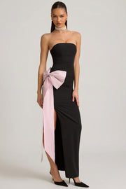 Oh Polly Angelique robe maxi noire bustier nœud