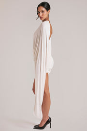 Oh Polly cape robe mini vanille dos ouvert froncée