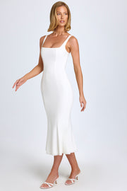 Oh Polly Petula Midaxi Robe Blanche Dentelle Col Carré